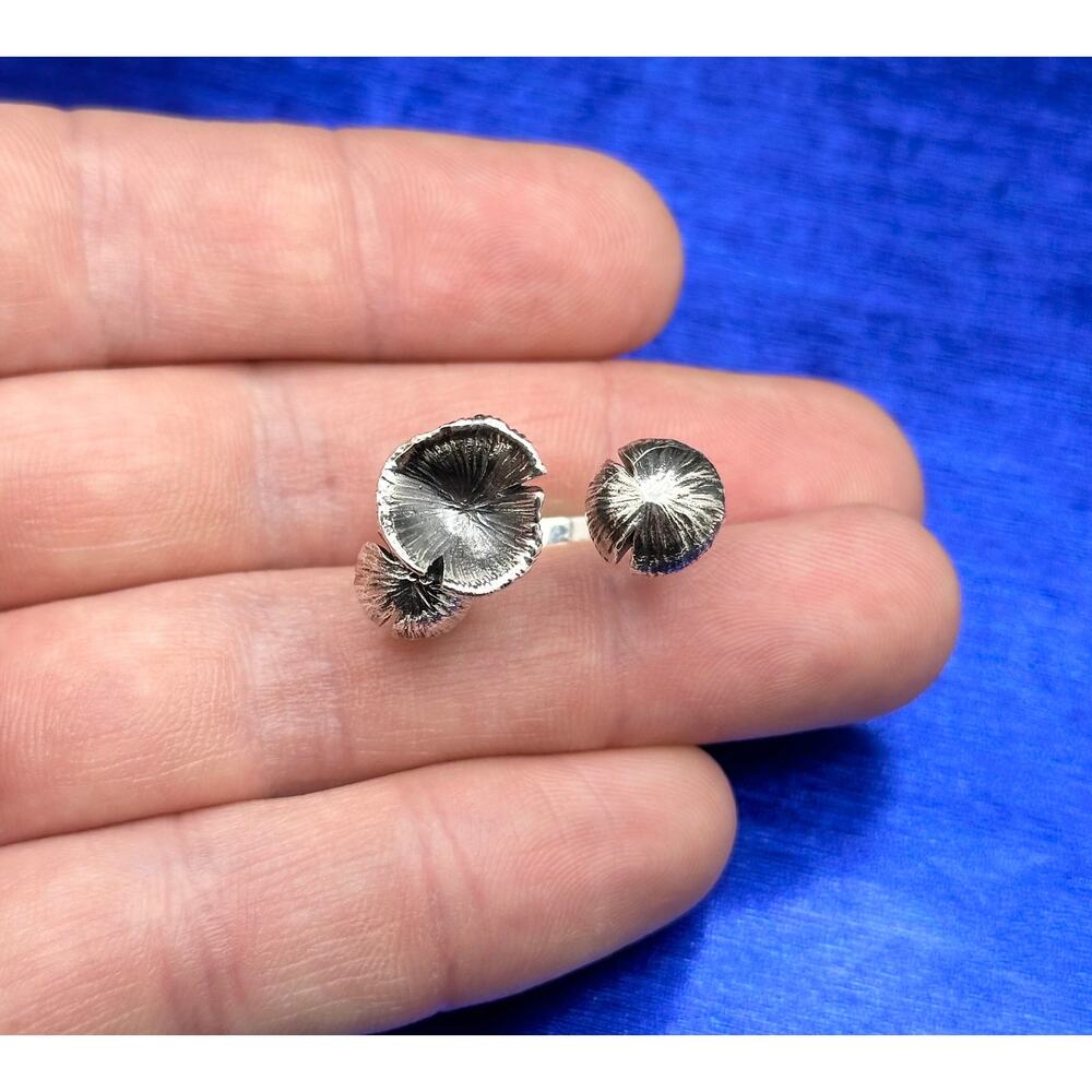 Sterling Silver Adjustable Three Dimensional Mush… - image 6